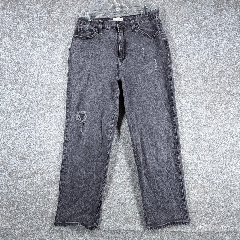 Universal Threads Vintage Recto Straight Jeans Women 12/31 Gray Denim Distressed